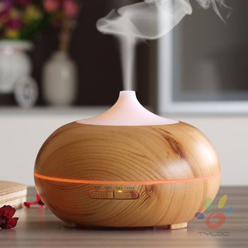 300ml Wood Grain Cool Mist Humidifier Ultrasonic Aroma Essential Oil Diffuser for Office Home Bedroom Living Room Study Yoga Spa
