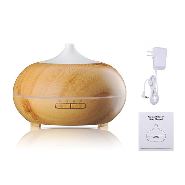 300ml Wood Grain Cool Mist Humidifier Ultrasonic Aroma Essential Oil Diffuser for Office Home Bedroom Living Room Study Yoga Spa