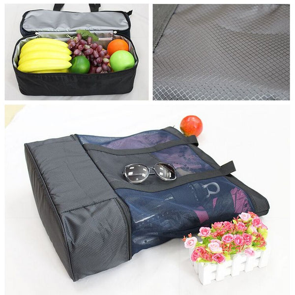 Mesh Beach Bag Tote with Built-in Insulated Cooler