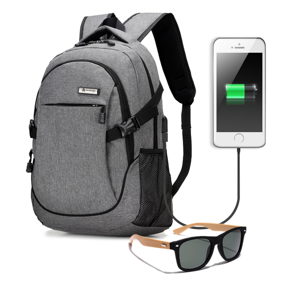 Laptop Backpack with USB Charging Port and Bamboo sunglasses bundle