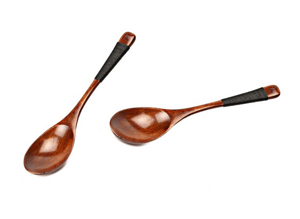 Bundle of Japan Style Handmade Natural Spruce w/ 2pcs Large Long Handled Wooden Spoon